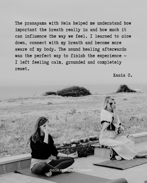 The pranayama with Hela helped me understand how important the breath really is and how much it can influence the way we feel. I learned to slow down, connect with my breath and become more aware of my body. The sound healing afterwards was the perfect way to finish the experience — I left feeling calm, grounded and completely reset. Kasia 0.
